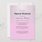 Pink silber Lavendel Gradienten Glitzer Sweet 16 Einladung (Vorderseite)