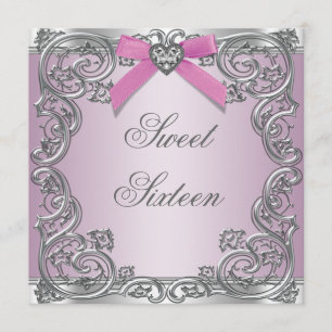 Pink Silber Rosa Sweet 16 Geburtstagsfeier Einladung