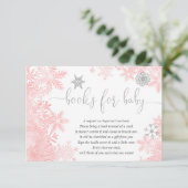 Pink Silber Schneeflocke Babydusche Anfrage ENK Begleitkarte (Stehend Vorderseite)