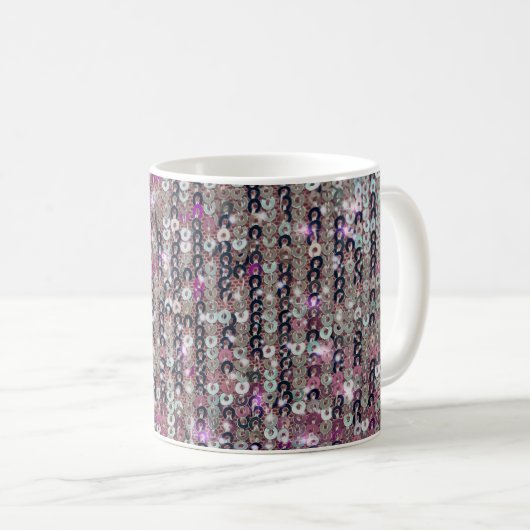 Pink-Silber-Sequenzen | Funkmuster Kaffeetasse (VorderseiteRechts)