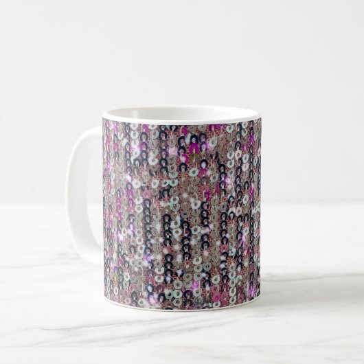 Pink-Silber-Sequenzen | Funkmuster Kaffeetasse (Vorderseite Links)