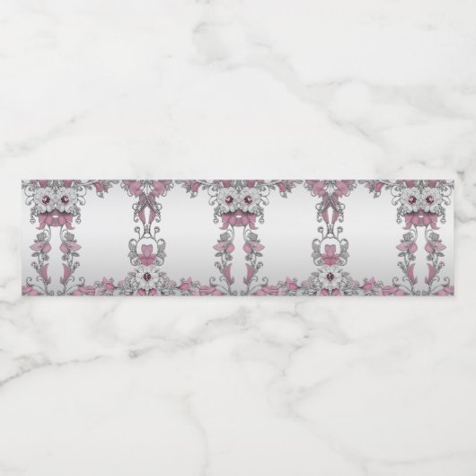 Pink Silber Weiße Flasche Wasser Etikett (Einzelnes Label)