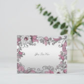 Pink Silber Weiße Flora Postkarte (Stehend Vorderseite)