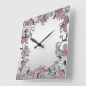 Pink Silber Weiße Wand-Uhr Quadratische Wanduhr (Winkel)