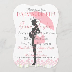 Pink Silhouette Baby Sprinkle Einladung