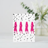 Pink Silhouette Graduation Party Einladung (Stehend Vorderseite)