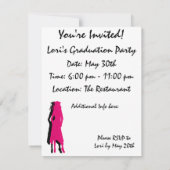 Pink Silhouette Graduation Party Einladung (Rückseite)