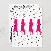 Pink Silhouette Graduation Party Einladung (Vorne/Hinten)
