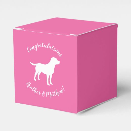 Pink Silhouette Labrador Dog Puppy Baby SHower Geschenkschachtel (Vorderseite)