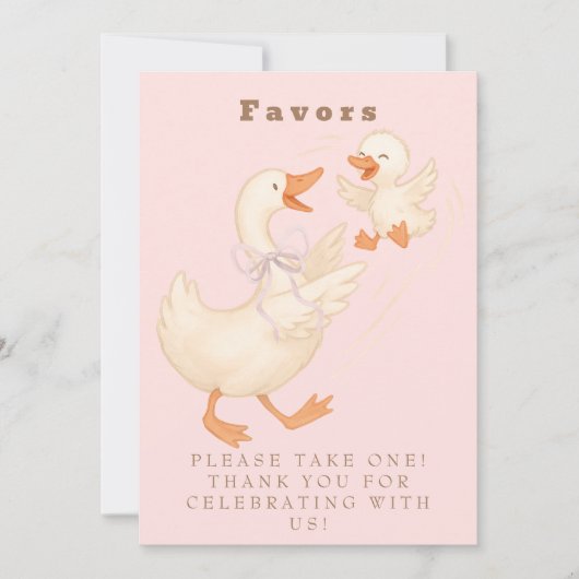 Pink Silly Goose Favor Table Sign  Einladung (Vorderseite)