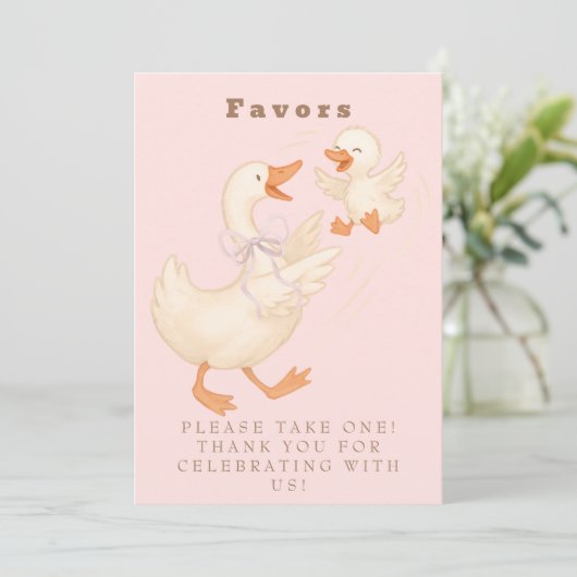 Pink Silly Goose Favor Table Sign  Einladung (Stehend Vorderseite)