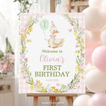 Pink Silly Goose Floral Birthday Welcome Sign