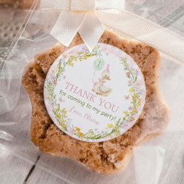 Pink Silly Goose Floral Girl Birthday Runder Aufkleber