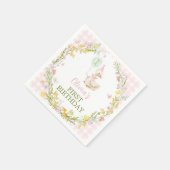 Pink Silly Goose Floral Girl Birthday Serviette (Ecke)