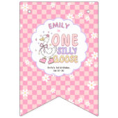 Pink Silly Goose-Girl First Birthday Monthly Photo Wimpelkette (Zweite Fahne)
