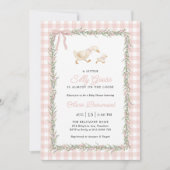 Pink Silly Goose Green Gingham Baby Shower Invite Einladung (Vorderseite)