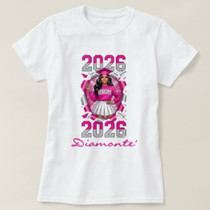 Pink & Silver Abschlussklasse 2026 Abitur/Abschlus T-Shirt
