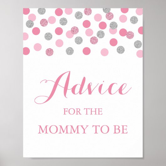 Pink Silver Baby Duschbeilage für Mommy Sign Poster (Vorne)