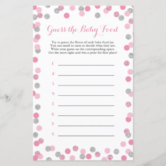 Pink & Silver Baby Dusche Raten Sie das Baby Food 