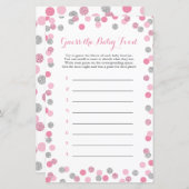 Pink & Silver Baby Dusche Raten Sie das Baby Food  (Vorne/Hinten)