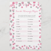 Pink Silver Baby Shower beenden Mommy's Phrase Gam (Vorne/Hinten)