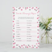 Pink Silver Baby Shower beenden Mommy's Phrase Gam (Stehend Vorderseite)