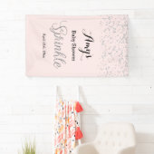 Pink Silver Baby Sprinkle Baby Duschbanner Banner (Insitu)
