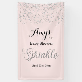 Pink Silver Baby Sprinkle Baby Duschbanner Banner