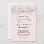 Pink Silver Baby Sprinkle Girl Dusche Einladung (Vorderseite)