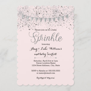 Pink Silver Baby Sprinkle Girl Dusche Einladung