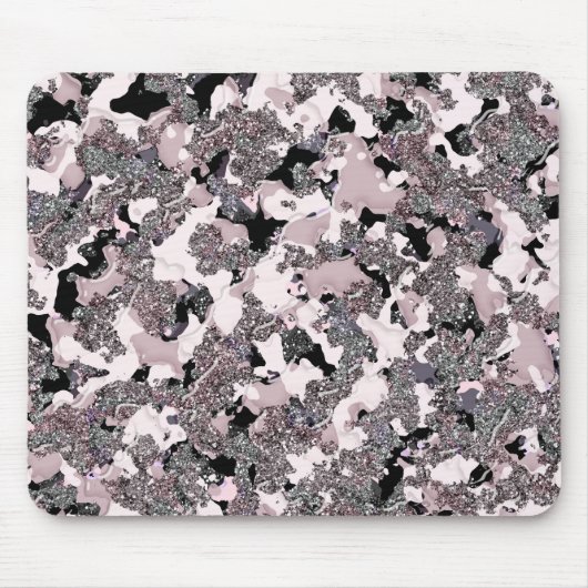 Pink Silver & Black Beauty Spill Glam Gloss Girl Mousepad (Vorne)