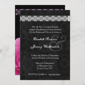 PINK SILVER BLACK Elegante Rose Probe Abendessen Einladung (Vorne/Hinten)