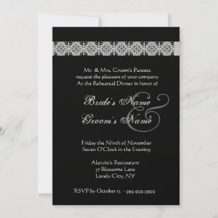 PINK SILVER BLACK Rose Rehearsal Dinner Invitation Einladung