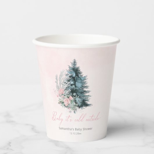 Pink Silver Christmas Baby its cold outside Pappbecher (Vorderseite)