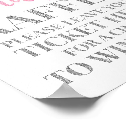 Pink Silver Confetti Diaper Raffle Baby Dusche Poster (Ecke)