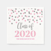 Pink Silver Confetti-Klasse 2020 Abschluss Serviette (Vorderseite)