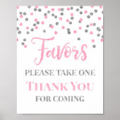 Pink Silver Confetti Lieblings Baby Dusche Schild (Vorne)