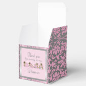 Pink & Silver Damask Teddy Bears | Babydusche Geschenkschachtel (Geöffnet)