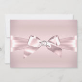Pink Silver Diamond Bow & Tiara Quinceanera Einlad Einladung (Rückseite)