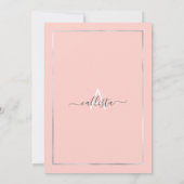 Pink Silver Diamond Confetti Glitzer Abschluss Einladung (Rückseite)