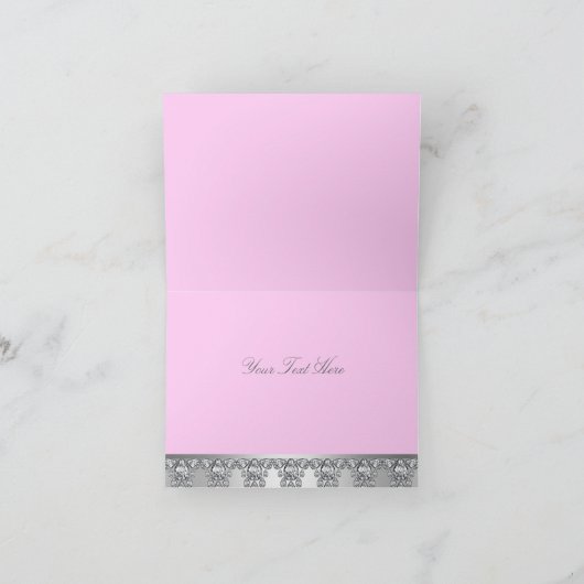 Pink & Silver Diamond Danke Karte (Innenseite)
