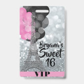 Pink Silver Eiffel Tower Balloons VIP Pass Abzeich Ausweis (Rückseite)