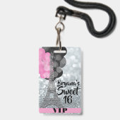 Pink Silver Eiffel Tower Balloons VIP Pass Abzeich Ausweis (Rückseite mit Schlüsselband)