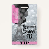 Pink Silver Eiffel Tower Balloons VIP Pass Abzeich Ausweis (Vorderseite)