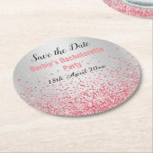 PINK SILVER ELEGANT SAVE THE DATE Bachelorette Runder Pappuntersetzer (Angewinkelt)