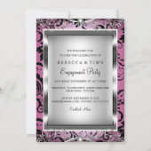 Pink Silver Floral Swirt Einladung (Rückseite)