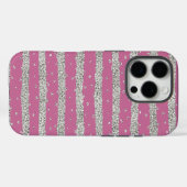 Pink Silver Funkelnd Confetti Streifen Case-Mate iPhone Hülle (Rückseite (Horizontal))