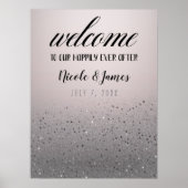 Pink Silver Funkelnd Glitzer Hochzeitssymbol Poster (Vorne)