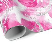 Pink Silver Glam Abstrakt Circles Birthday Geschenkpapier (Rolleneckpunkt)