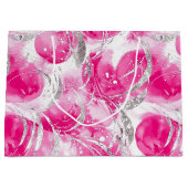 Pink Silver Glam Abstrakt Circles Birthday Große Geschenktüte (Vorderseite)